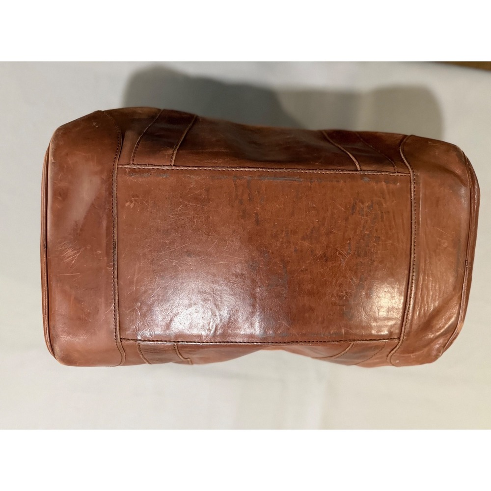 Ralph Lauren Leather Duffel Bag Unisex Large Brown Good Vintage Heritage Crest - Picture 5 of 16